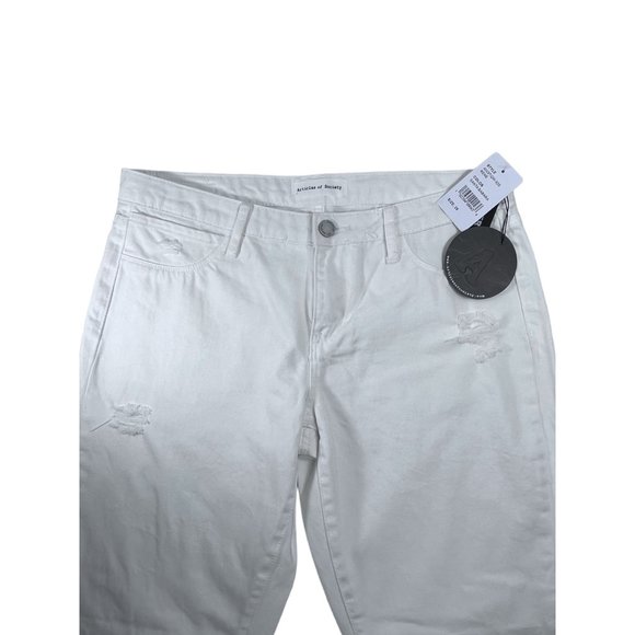 Articles of Society Jeans Rene High Rise Straight Leg Taper White Distressed 28” - Picture 11 of 12